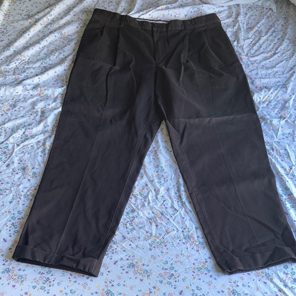 Lands' End | Men's Chocolate Dress Pants - Traditional Fit | Rolled Ankles